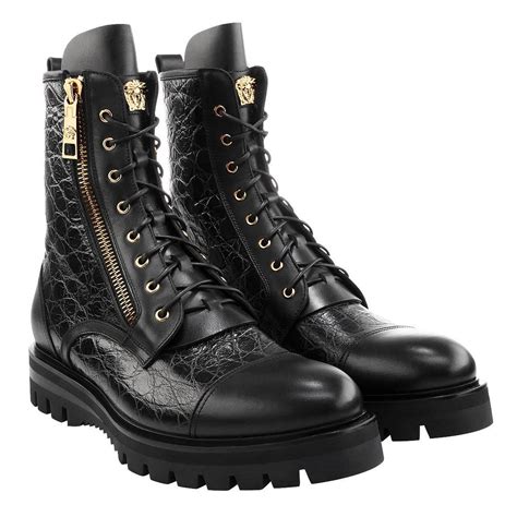 versace leather croc boots